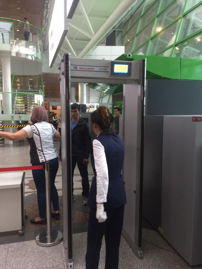 Caminhada do aeroporto/embaixada através da porta da segurança/multi porta do detector de metais da zona